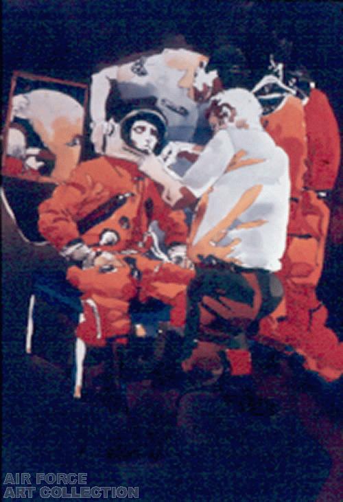 ASTRONAUTS SUITING UP